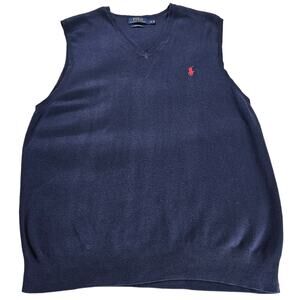Polo Ralph Lauren Vest Men's Size XL Pima Cotton Navy Blue Sweater Sleeveless